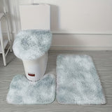 Juego de 3 Alfombras Antideslizantes para Baño - Incluye Tapete para Inodoro en Forma de U, Cubierta para Tapa y Cortina Decorativa para Ducha