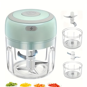 Prensa de ajo eléctrica mini USB recargable de 100 ml/250 ml y molinillo de carne - 1500 RPM, 36 V, plástico PP duradero, herramienta de cocina compacta para preparación rápida y fácil de comidas, trituradora de ajo, diseño elegante, diseño transparente
