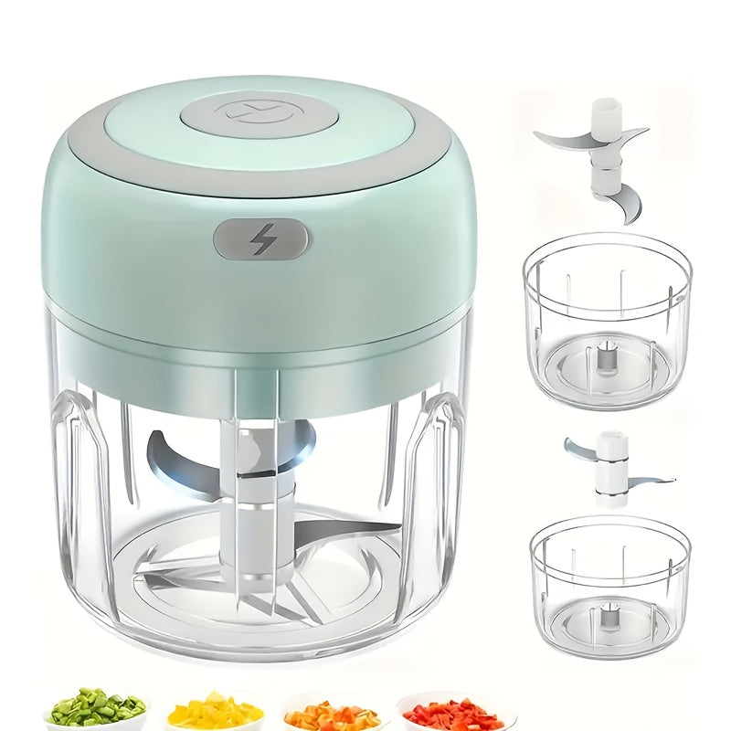 Prensa de ajo eléctrica mini USB recargable de 100 ml/250 ml y molinillo de carne - 1500 RPM, 36 V, plástico PP duradero, herramienta de cocina compacta para preparación rápida y fácil de comidas, trituradora de ajo, diseño elegante, diseño transparente