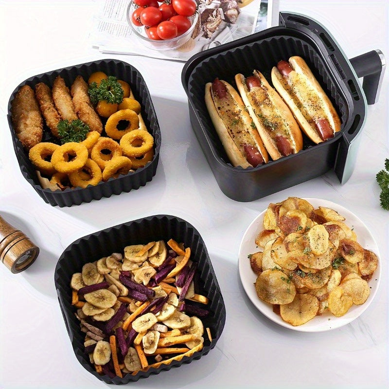 1 pieza de papel de silicona cuadrado reutilizable para freidor de aire, 20.32cm, para ollas de 4-7 QT, antiadherente, resistente al calor, perfecto para horno, microondas y accesorios de freidor de aire.