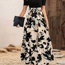 Vestido Elegante con Estampado Floral y Cinturón - Cuello Redondo, Manga Corta, Diseño en A para Mujer - Perfecto para Primavera y Verano
