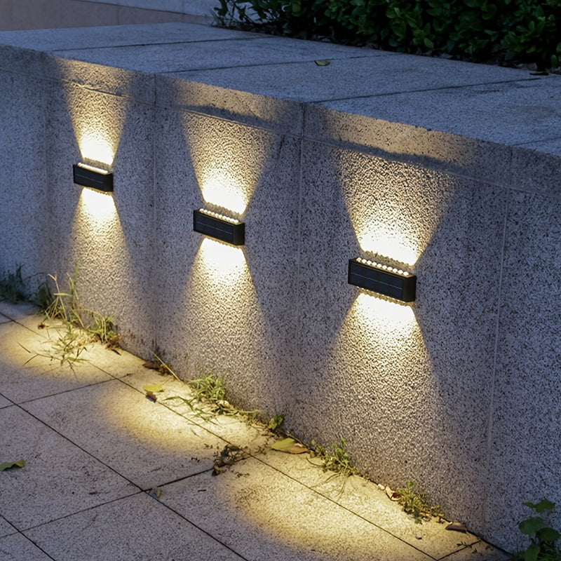 4 piezas de luces solares con 12/16 LEDs, luces para jardín al aire libre para decorar patios y paredes, IP44, para jardín al aire libre, patio, luz ambiental, paisaje moderno de villa, camino, pasillo
