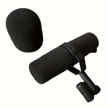 2 piezas de parabrisas de micrófono para Shure SM7B, cubierta de espuma de conector XLR, filtro antipop de reducción de ruido, accesorios de micrófono, negro, sin batería requerida para Shure SM7B