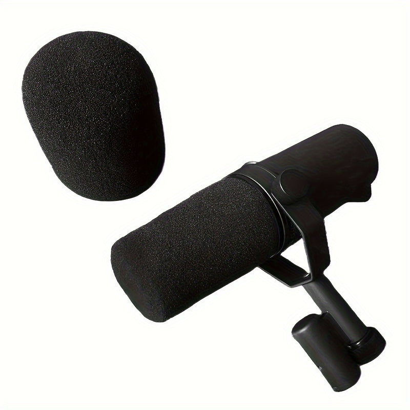 2 piezas de parabrisas de micrófono para Shure SM7B, cubierta de espuma de conector XLR, filtro antipop de reducción de ruido, accesorios de micrófono, negro, sin batería requerida para Shure SM7B