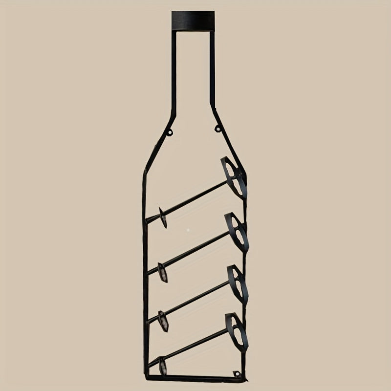 Rack de Vino Montado en la Pared de Bronce Vintage, Capacidad para 4 Botellas - Organizador Decorativo Rústico de Hierro para el Hogar o Bodega de Vinos, Elegante Decoración Temática del Vino con Detalles Dorados, Portabotellas