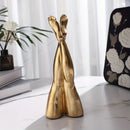 Escultura Decorativa de Pie Doble Dorado para el Hogar, Artesanía en Resina para Sala de Estar, Gabinete de Vinos y Escritorio, Adorno Regalo Festivo