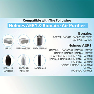Kit de Filtro de Aire Compatible con Holmes AER1 de 14 piezas - Incluye 4 Filtros HEPA H13 y 8 Pre-filtros de Carbón Activado, Captura el 99.97% de las Partículas, con Diseño de Marco Azul para un Mejor Flujo de Aire - Compatible con HAPF30AT, HAP242, BA