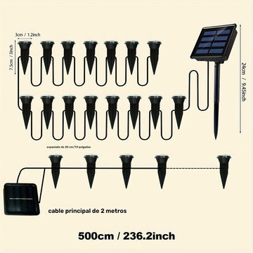 1 unidad, 15 luces, lámpara solar LED para césped, luz guía exterior, luz decorativa de jardín para caminos, ideal para jardines, camping, fiestas, decoración de bodas, cumpleaños y Navidad, crea ambiente en patios y exteriores