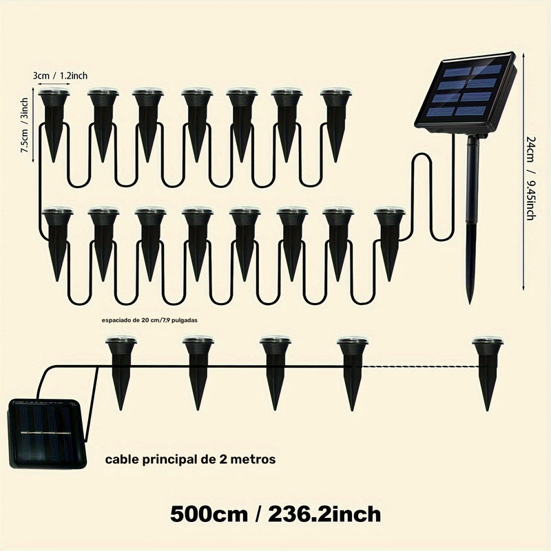 1 unidad, 15 luces, lámpara solar LED para césped, luz guía exterior, luz decorativa de jardín para caminos, ideal para jardines, camping, fiestas, decoración de bodas, cumpleaños y Navidad, crea ambiente en patios y exteriores