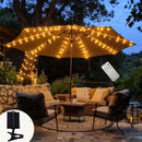 Luces Solares de Sombrilla TPGEBO con Control Remoto - 8 Modos de Brillo, Función de Temporizador, Pinza para Panel Solar para Patio, Playa, Jardín y Decoraciones de Fiesta (Incluye Pilas), Luces Solares Exteriores