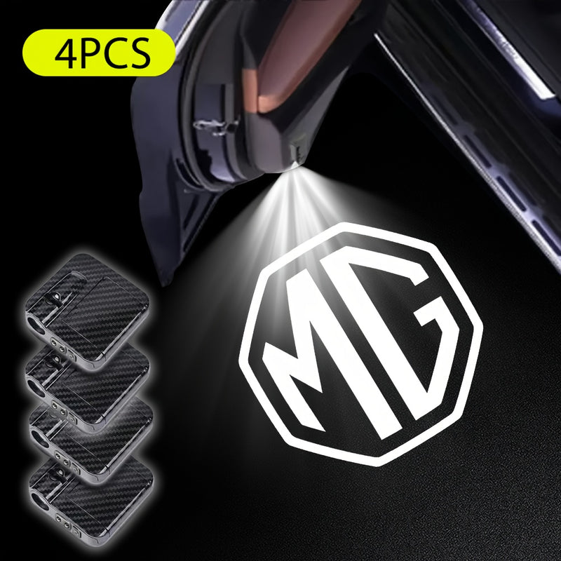 Luces Decorativas para Coche - 4 Piezas con Logo MG, Encendido Automático al Abrir Puerta, Blanco, Universal para Autos, Regalo Perfecto para Hombres y Mujeres, Sin Batería Incluida, Iluminación de Apertura, Diseño Elegante, Carcasa Texturizada, Accesori
