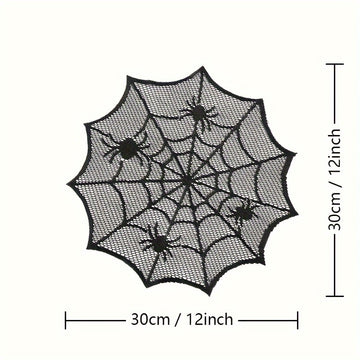 1/2/4/8 piezas, servilletas de mesa de poliéster con encaje negro, servilletas redondas para Halloween, decoración de mesa, servilletas estilo occidental, decoración del hogar, regalos