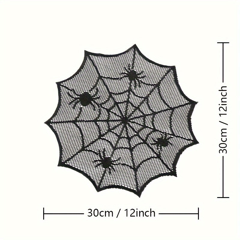 1/2/4/8 piezas, servilletas de mesa de poliéster con encaje negro, servilletas redondas para Halloween, decoración de mesa, servilletas estilo occidental, decoración del hogar, regalos