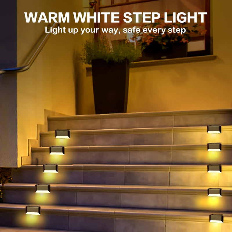 8/12 piezas de luces solares para escaleras, iluminación de escaleras al aire libre