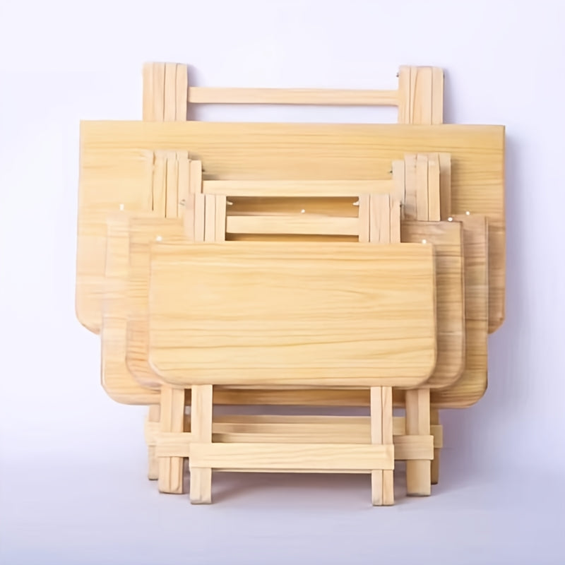1pc Mesa Plegable Portátil, Madera de Pino Macizo, Escritorio Cuadrado de Madera Dura para Uso en Casa y Oficina, Montaje Fácil, No Necesita Electricidad ni Batería