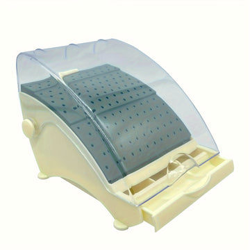 Organizador de Colocación para Brocas de Plástico con 142 Agujeros - Estuche Esterilizable Autoclavable con Cierre Seguro, Porta Desinfectante Duradero para Fresas Dentales, Manos y Pies, Cajón Extraíble & Diseño Transparente, Dispensador de Sanitizante