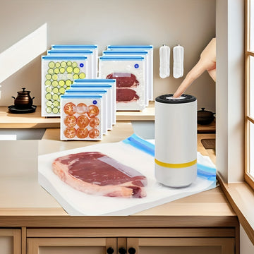 1 Sellador de vacío eléctrico portátil y 3 de bolsas de vacío para alimentos, mejor regalo para la familia en Halloween, Acción de Gracias, Navidad