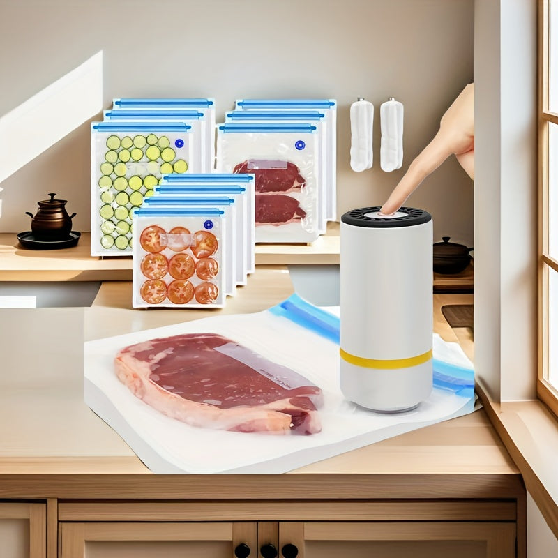 1 Sellador de vacío eléctrico portátil y 3 de bolsas de vacío para alimentos, mejor regalo para la familia en Halloween, Acción de Gracias, Navidad