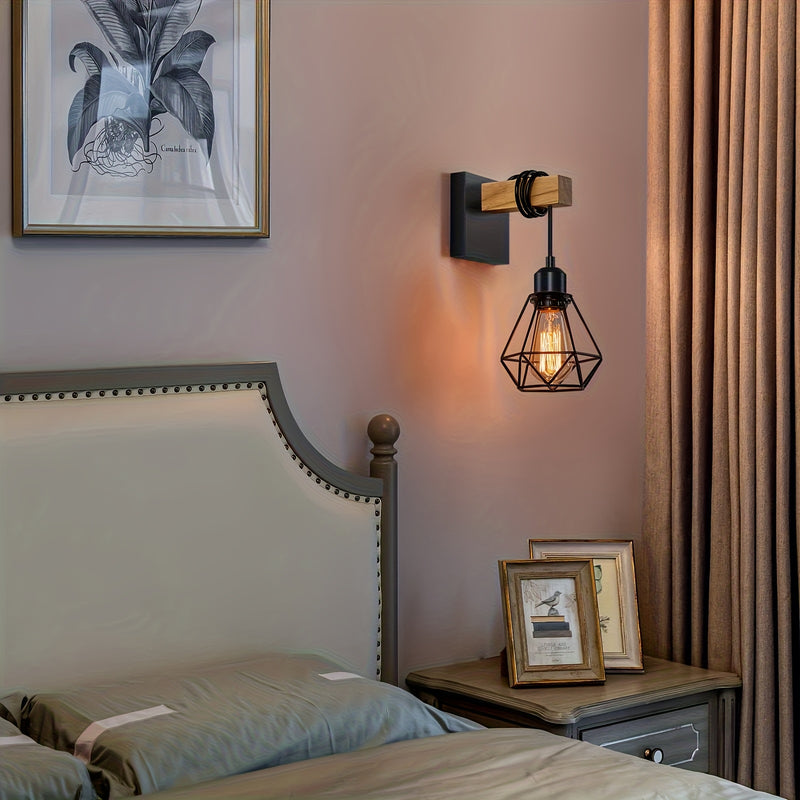 Juego de 2 luces de pared, iluminación montada en la pared de granja, lámparas de tocador negras con jaula de metal para baño, pasillo, sala de estar, espejo, dormitorio (excluyendo bombillas)