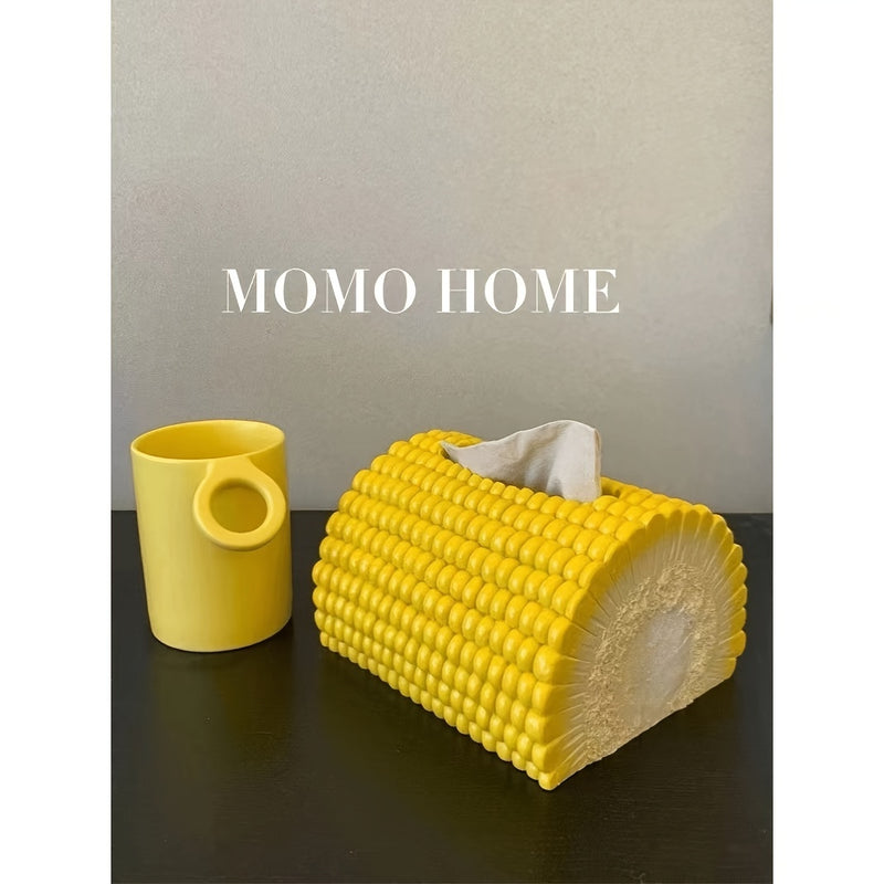 Soporte para Caja de Pañuelos con Forma de Maíz Único - Decoración Creativa para Sala de Estar y Mesa de Comedor, Plástico Duradero