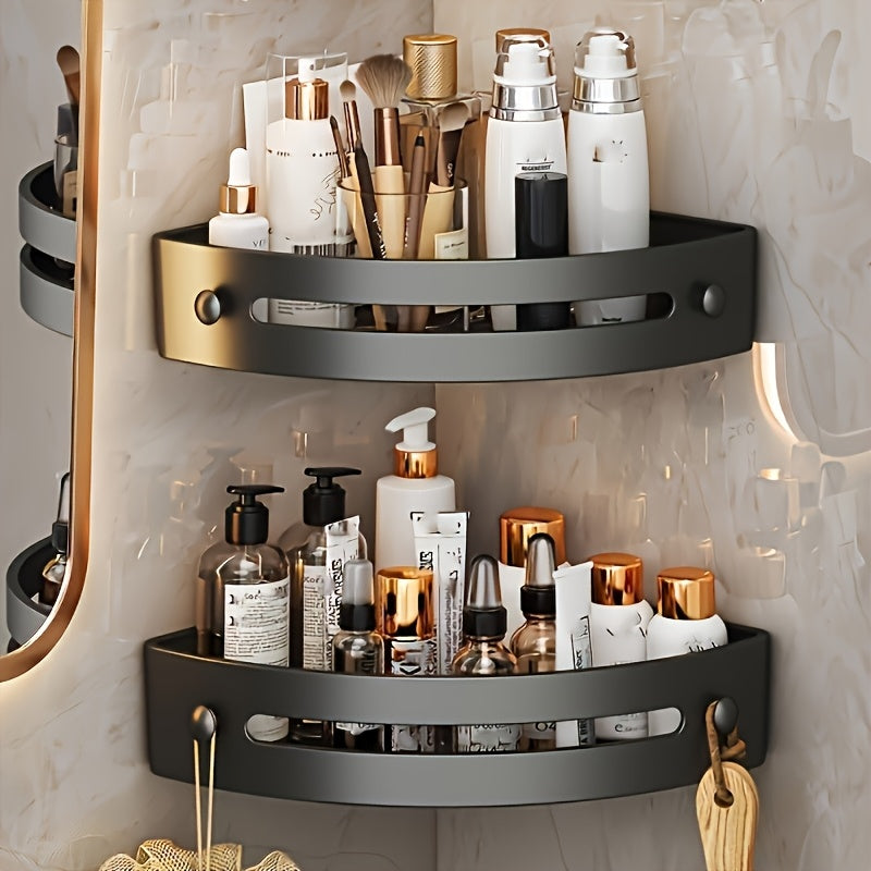 2 piezas de estantes de ducha de esquina, soporte de almacenamiento de baño, estante de ducha interior, soporte de champú de pared de ducha, caja organizadora de baño con ganchos, cesta de ducha, accesorios de baño, ganchos de utilidad