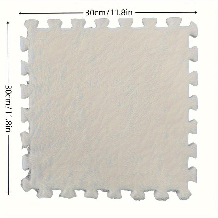 30 piezas, alfombra de felpa entrelazada, 29.97x29.97 cm, tapete para dormitorio tamaño completo, tatami cortable, uso doméstico duradero, material de poliéster y EVA, lavado a mano solamente, forma cuadrada