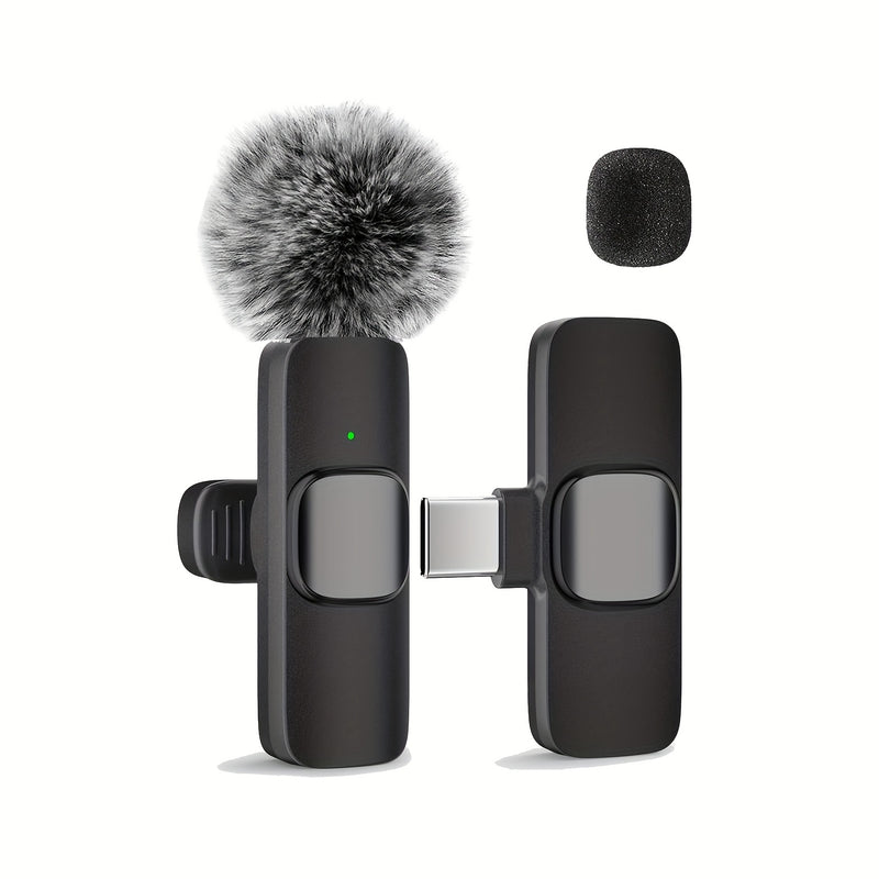 Microfono de Solapa sin varillas con Grabación por Toque Único y USB-C, Batería Recargable para Transmisiones en Vivo, Entrevistas, Vlogs en Smartphone/Portátil/Tableta, Equipo de Vlogging | Diseño Divertido | Micrófono Suave, Microfono sin varillas