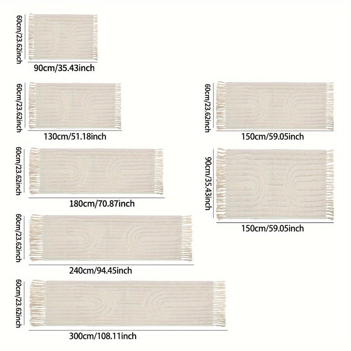 Alfombra de área con diseño bohemio de arcoíris y flecos - Lavable a máquina, antideslizante, tapete de poliéster ideal para sala, entrada, dormitorio - Alfombra geométrica para interior/exterior, cocina, pasillo, porche, lavandería