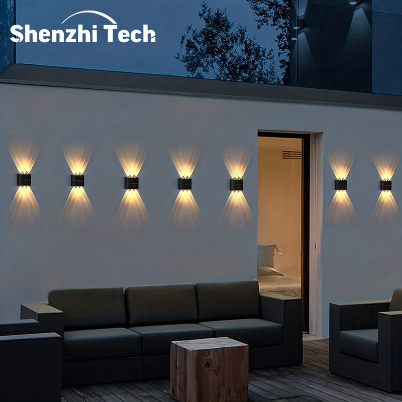 Lámpara solar LED Shenzhi Tech con sensor de luz inteligente, encendido/apagado automático, luz exterior para pared con regulación automática de intensidad, ideal para jardín, calle o balcón