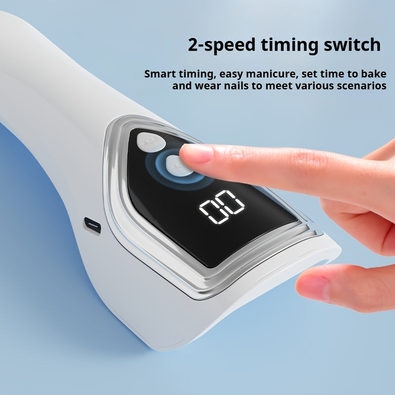 Linterna Portátil para Uñas con Temporizador LCD - Modo Doble 60s/90s, Secador de Gel LED con Carga Rápida USB, Compatible con Todos los Esmaltes y Diseños de Arte en Uñas, Estilo Compacto, Construcción Duradera, Plástico de Alta Calidad, Ideal para Mani