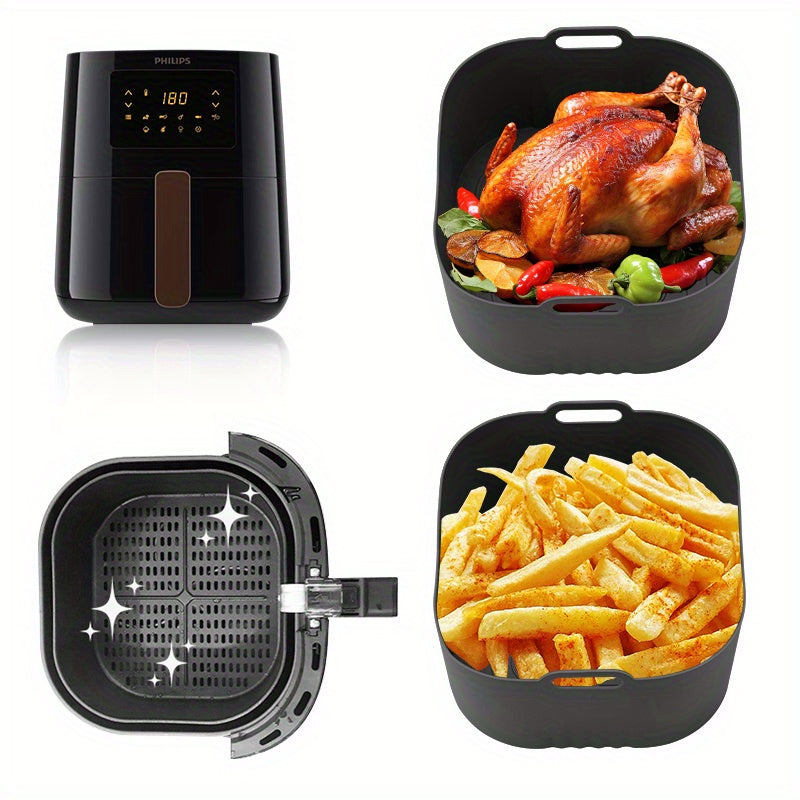 Revestimientos cuadrados para freidor de aire - Molde de silicona antiadherente para hornear para Philips HD9252 HD9200 HD9255, perfecto para pollo, papas fritas y verduras, apto para alimentos y fácil de limpiar, accesorios para freidor de aire