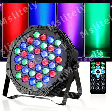 36 luces LED RGB con control remoto para fiestas, shows y discotecas, efectos de iluminación DMX 512 para Navidad, Halloween, bares, clubes, bodas y escenarios, luces navideñas (ideal para iluminación escénica)