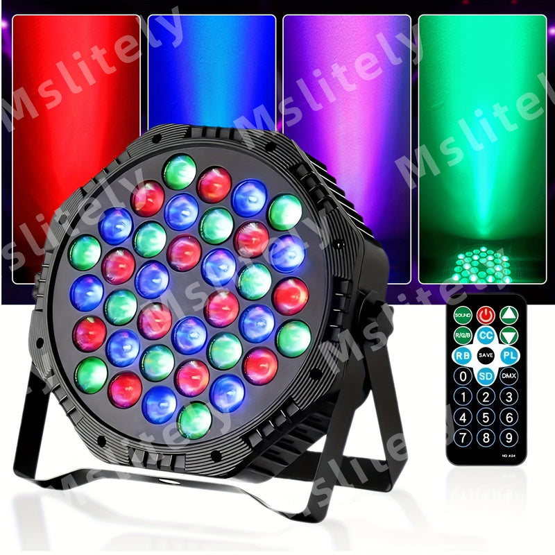 36 luces LED RGB con control remoto para fiestas, shows y discotecas, efectos de iluminación DMX 512 para Navidad, Halloween, bares, clubes, bodas y escenarios, luces navideñas (ideal para iluminación escénica)