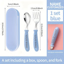 1PCS Vajilla Personalizada, Cuchara y Tenedor de Acero Inoxidable 304, Cuchillo y Tenedor Corto con Mango de Silicona para Aprendizaje de Alimentación Complementaria, Regalo de Apertura Escolar, Vajilla Portátil Personalizable