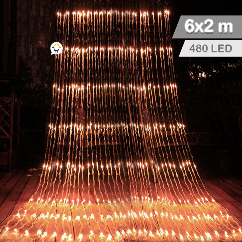 Luz Cascada 6x2 Mts 480 Led Luces Navidad Cálido 6x2-480l-CA