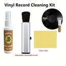 Kit de limpieza de discos de vinilo con cepillo ajustable y retraíble y paño de limpieza, limpiador activo de 60 ml, no deja marcas en los discos.