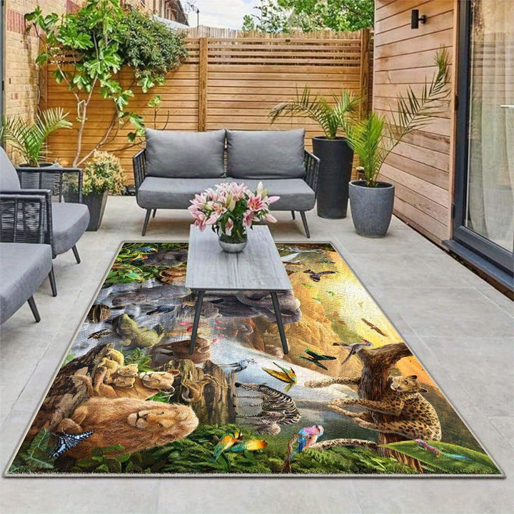 Alfombra de Lujo SevenDeer para Interior/Exterior - Base Antideslizante, Alfombra Resistente para Áreas Grandes en RV, Caravana, Patio o Sala - Lavable a Máquina con Base Antideslizante - Disponible en Tamaños Grandes (1.8m+, 2.16m²+) - Decoración Modern