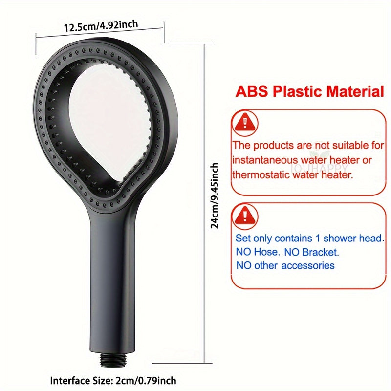 Cabezal de ducha de alta presión sin manguera - Plástico duradero, negro/plateado/gris, spray de lluvia para hogar y baño, montaje en pared, ideal para experiencia de bañera, accesorios de baño | Moderno cabezal de ducha | Plástico duradero, cabezal de d