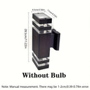 Lámpara de pared moderna para exteriores, 1/2 paquete, doble cabezal plástico, montaje semiempotrado, pantalla de vidrio, base E27, 110-240V, cableado directo, incluye hardware de instalación, sin foco