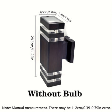 Lámpara de pared moderna para exteriores, 1/2 paquete, doble cabezal plástico, montaje semiempotrado, pantalla de vidrio, base E27, 110-240V, cableado directo, incluye hardware de instalación, sin foco