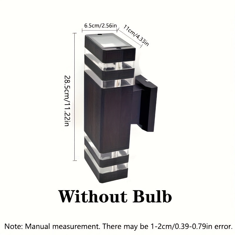 Lámpara de pared moderna para exteriores, 1/2 paquete, doble cabezal plástico, montaje semiempotrado, pantalla de vidrio, base E27, 110-240V, cableado directo, incluye hardware de instalación, sin foco