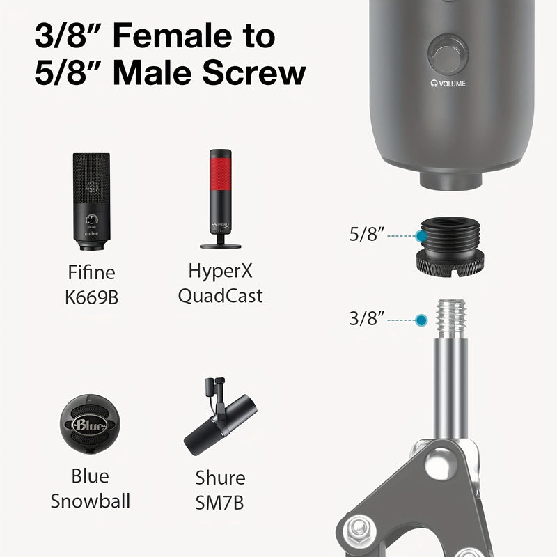 Conectores Roscados para Soportes de Micrófono en - Adaptadores de Tornillo de 4 piezas: Hembra de 5/8" a Macho de 3/8", Hembra de 3/8" a Macho de 5/8", Hembra de 5/8" a Macho de 1/4", Hembra de 1/4" a Macho de 5/8" para Brazos de Micrófono, Trípodes de