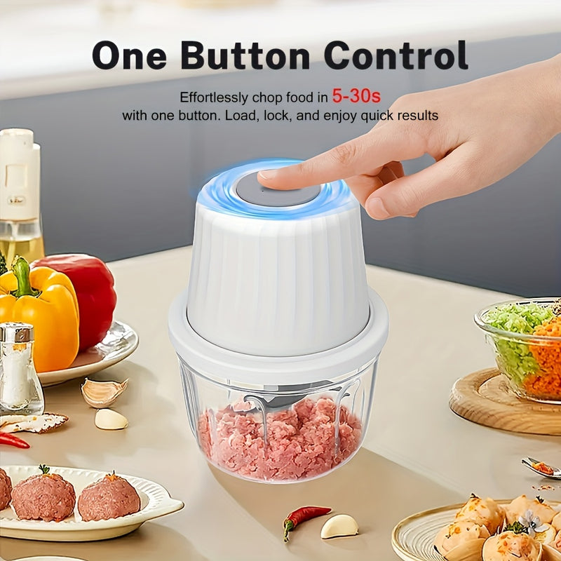 Mini picadora eléctrica de 400 ml y 250 ml con batería recargable por USB, equipada con 6 o 3 cuchillas. Portátil para picar ajo, verduras, frutas y carne. Ideal para picar cebolla, chile, col, jengibre, zanahorias, etc.