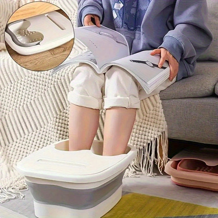 Baño de pies plegable y portátil - Asiento ergonómico antideslizante, resistente al plástico, no necesita electricidad para el hogar y el viaje, relajante baño de pies con altura y estabilidad ajustables, baño de pies, relajante baño de pies, elegante ba