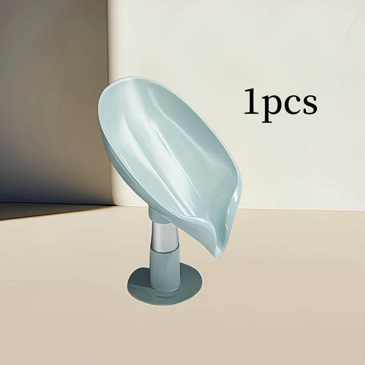 Porta Jabón con Ventosa Sin Taladro - Organizador Ovalado para Baño y Cocina con Compartimentos Dobles, Plato de Plástico Duradero Montado en la Pared para Higiene y Ahorro de Espacio