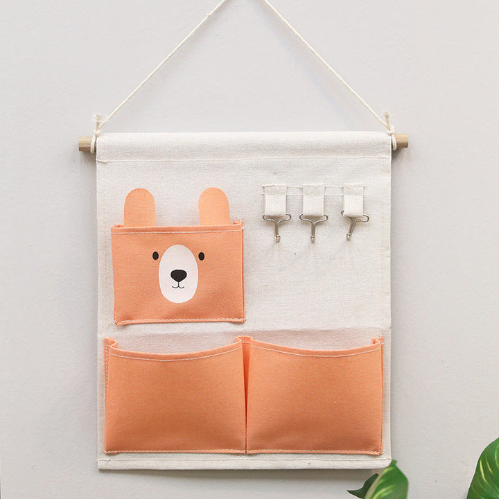 Bolsa de almacenamiento con diseño de animales adorables, con 3 bolsillos y ganchos, ahorradora de espacio, adecuada para sala de juegos, dormitorio, guardería, mesa de noche y armario, estantes colgantes.