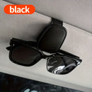 Soporte para gafas de visera de coche, gancho para gafas de cuero sintético, clip para tarjeta de boleto, ajuste firme automático, instalación fácil, accesorio de interior de coche elegante, regalo ideal para vacaciones.
