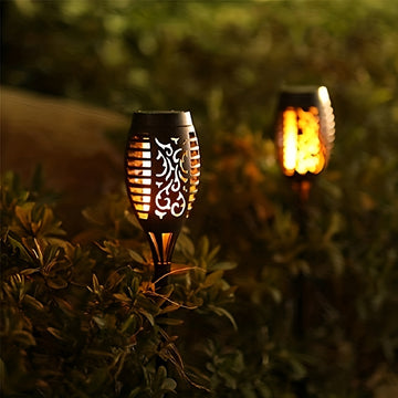 8pcs Luces Solares con Llama Parpadeante para Exteriores, Iluminación Automática de Anochecer a Amanecer Impermeable ABS para Patio, Terraza, Decoraciones del Día de la Independencia, Luces Colgantes Solares para Ambiente Exterior