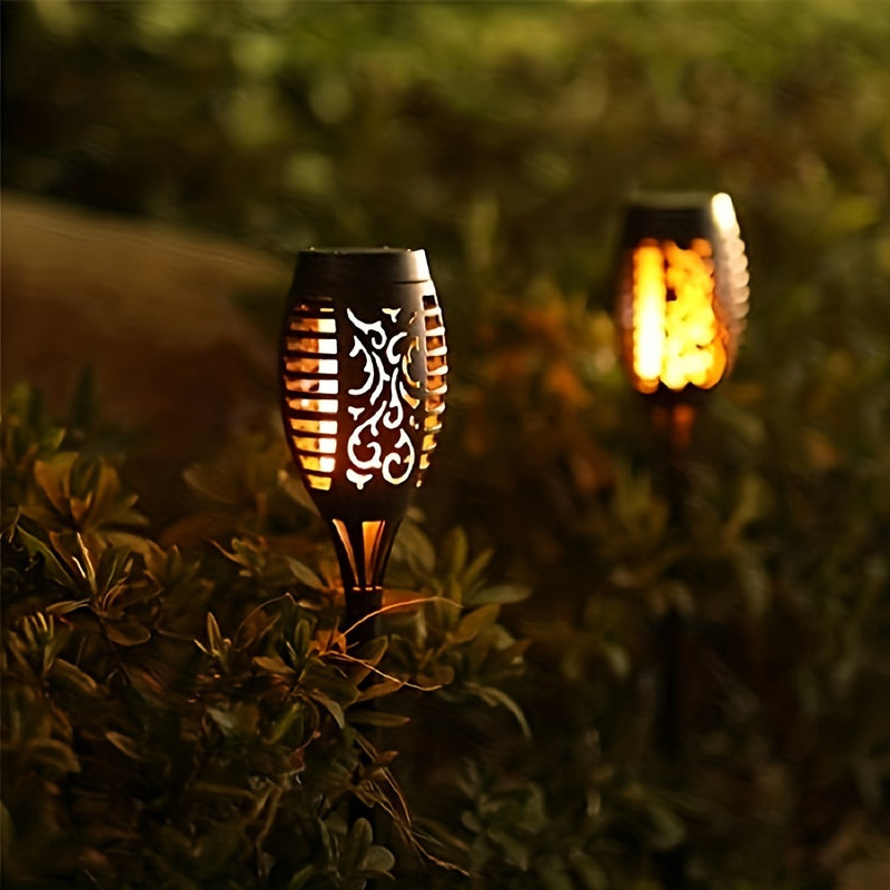 8pcs Luces Solares con Llama Parpadeante para Exteriores, Iluminación Automática de Anochecer a Amanecer Impermeable ABS para Patio, Terraza, Decoraciones del Día de la Independencia, Luces Colgantes Solares para Ambiente Exterior