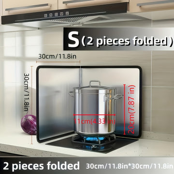 Un conjunto de protectores de salpicaduras para estufa plegable, resistentes al aceite, cocineros antiadherentes, resistentes al aceite, con borde de goma fácil de limpiar, para cocinar, protector de fregadero de cocina, estufa de gas, sartén, camping, a